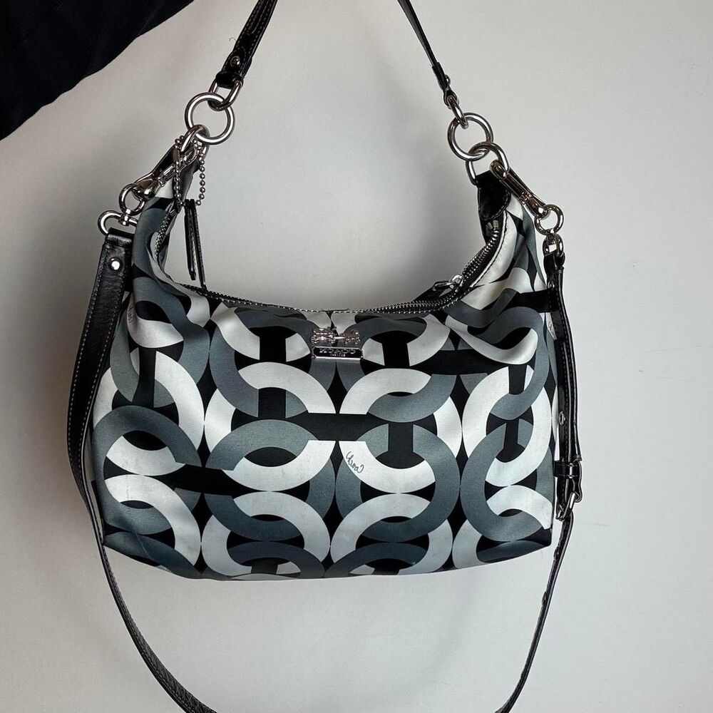 Coach Madison Op Art Canvas and Leather Shoulder Bag